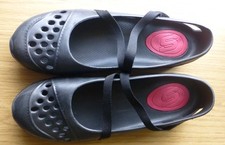 Skechers retro black rubber flat shoes size UK 8 (US 10) Mary Jane hook & loop