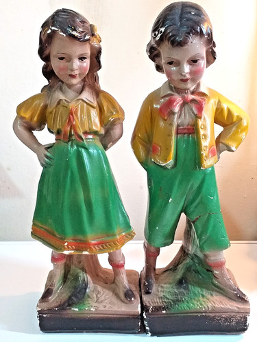 Antique pair chalkware - pair,