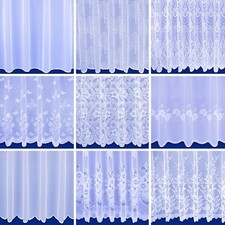 Net Window Net Curtains White Lace Slot Top Heading - Sold By The Metre