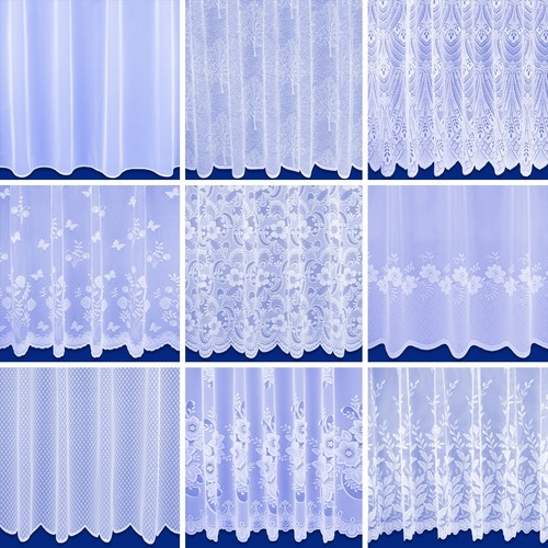Net window curtains - curtains, white