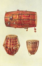 MUSICAL INSTRUMENTS. Indian Drums 1945 old vintage print picture