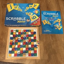 Kids Game Bundle Inc Mattel Junior Scrabble &  book + wooden snakes and ladders