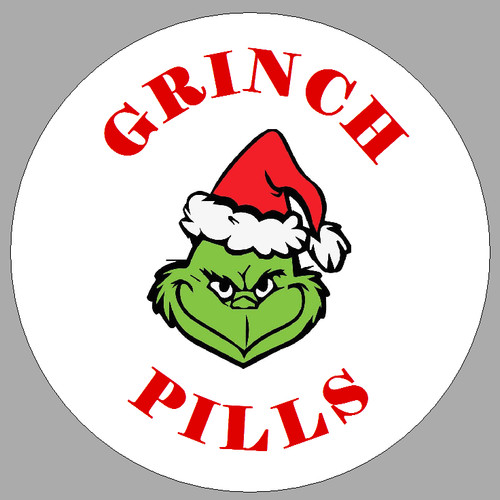 Circular grinch pills - grinch, stickers