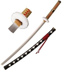 UK Seller Katana One Piece Wooden Trafalgar Law Sword Cosplay With Scabbard 