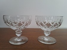 Pair of dessert bon bon dishes, crystal glass, small, pedestal, exc condition