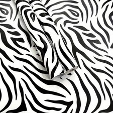 Zebra Print Wallpaper Black and White Peel and Stick Self-Adhesive Decor Roll
