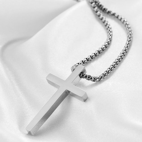 Silver crucifix cross necklace - silver,