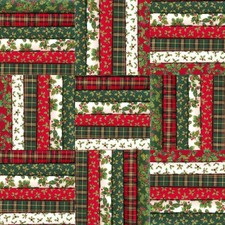 TARTAN &  HOLLY CHRISTMAS COTTON FABRIC PATCHWORK QUILTING SQUARES CHOOSE SIZE