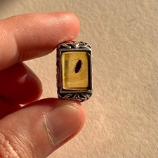 BEETLE in ring fossil amber / adjustable silver 925 ring / 99 million year old