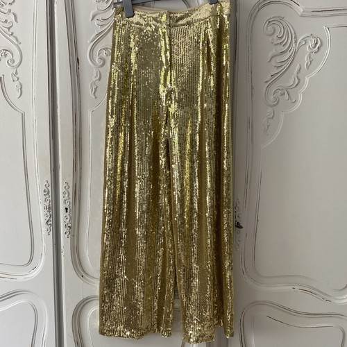 Gold sequin trousers size - m&s, trousers,