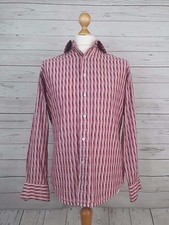 T.M.Lewin John Francomb Mens Slim Fit Pink Striped Button Cuff Shirt 15.5"