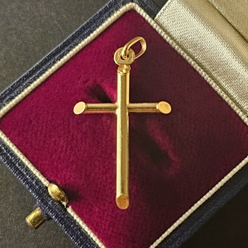 9ct gold cross - gold,