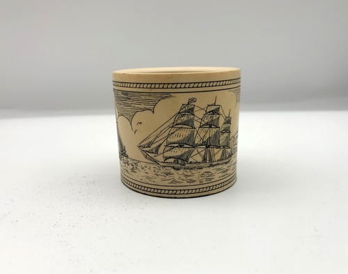 Round faux scrimshaw - scrimshaw, of