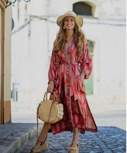 Zara red brick printed kimono - zara,