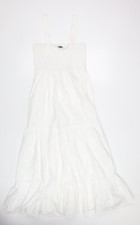 Zara Women's White Long Dress, Size M, Cotton Summer