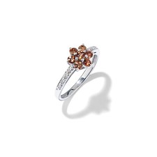 Natural White and Cognac Diamond Ring in 9k White Gold 05-01-0021