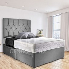 GREY PLUSH DIVAN BED SET WITH