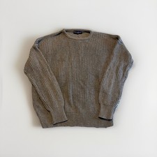 Vtg American Apparel Fisherman Sweater Medium Grey LA USA Made Large Retro Y2K