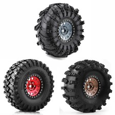 4Pcs 2.2" Beadlock Wheel Rim Rubber Tire Set 1/10 RC Crawler TRX-4 SCX10 90046