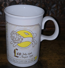Vintage Dunoon Leo The Lion Zodiac Star Sign Ceramic Cup Mug Retired H11cm
