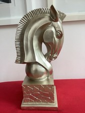 Giant Knight's Horse Chess Piece Sculpture Ornament 18 Inches High gold finish