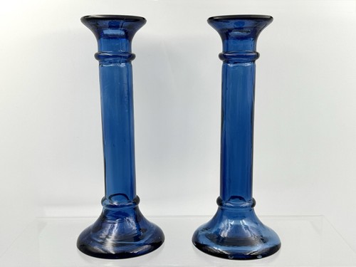 Vintage pair blue hand blown - blue,