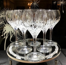 6 x STUART Cut Crystal Water/Wine Goblets  - “MANHATTAN” - VGC - Very Rare!!