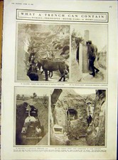 Original Old Antique Print Trench Horses Periscope Motor-Car Galipoli French Ww1