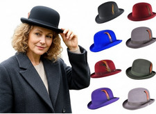 100 wool bowler hat high - 100%,