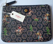 BNWT Cath Kidston London The Freston Rose Cowboy Large pouch purse Navy blue