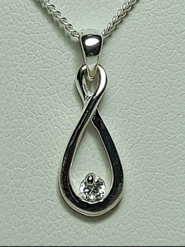 Silver cubic zirconia pendant - cubic,