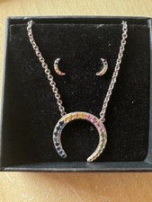 Rachel Galley Rainbow Sapphire Pendant and Earrings