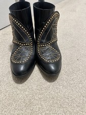 Sophia Webster Ankle Boots Size 38 with Studs Black Leather