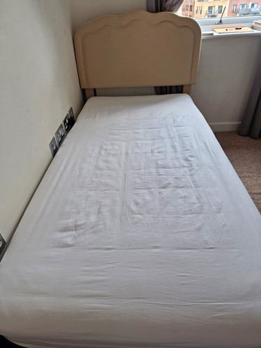 Beige single bed - frame, with