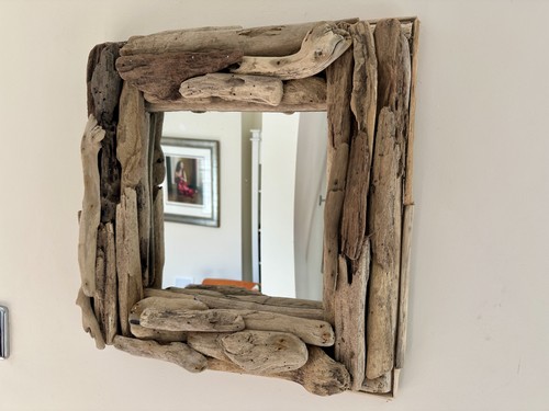 Wooden driftwood wall mirror - wall,