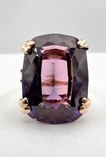 Antique Romany 14k Yellow Gold 17.28ct Synthetic Color Change Sapphire Ring