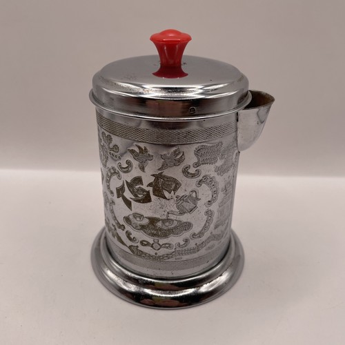 Vintage chrome engraved tea - vintage,