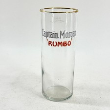 CAPTAIN MORGAN RUMBO COCKTAIL GLASS GOLD RIM VINTAGE BARWARE TALL TUMBLER