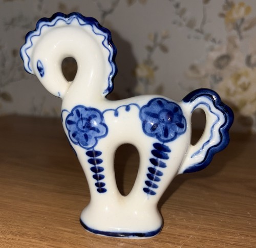 Vintage gzhel porcelain horse - gzhel,