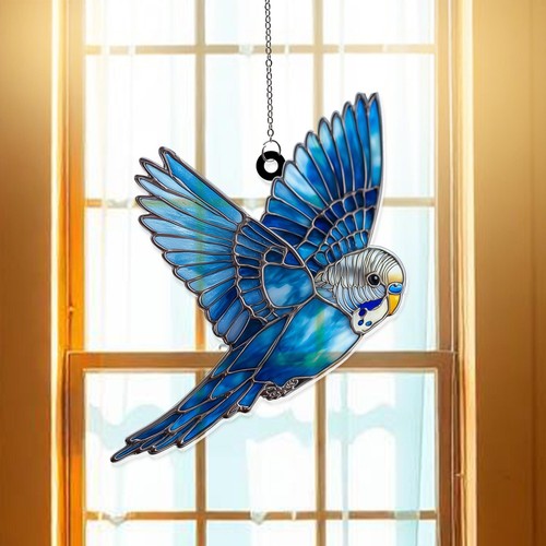 Blue budgie parakeet acrylic - blue,