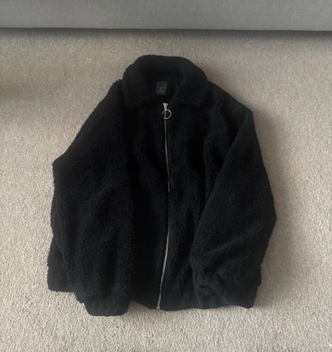 Primark black teddy coat - black,