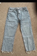 Topshop Light Wash Denim Straight Leg Jeans With Raw Hem W28 L28