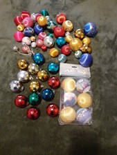 Vintage Glitter Ball Satin Kitsch christmas Baubles Large Bundle Job Lot