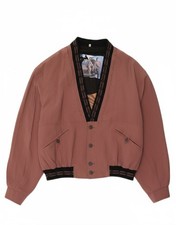 VINTAGE Mens Loose Fit Bomber Jacket IT 48 Medium Brown Viscose DS30