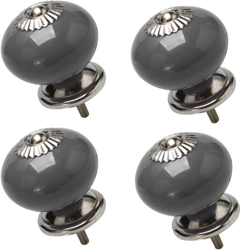 Grey ceramic cabinet knobs - cabinet,