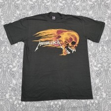 Metallica Metal Band T Shirt Size XL Flaming Pushead Skull Graphic Print 