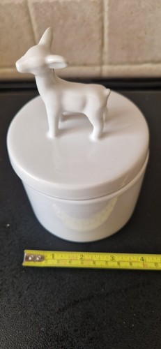 White deer topped ceramic - deer,