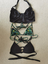 3 bikini tops size XS S bralet black summer beach petite womens girls swim wear