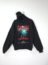 Childish Hoodie Mens Large Black Heavyweight Alien UFO Graphic TGF Bros Pullover