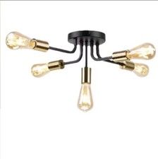 Modern Ceiling Lamp American Iron Art Light E26 Black Gold 5 arm